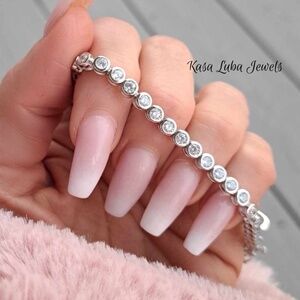 Sterling silver CZ tennis bracelet, Sparkling bracelet